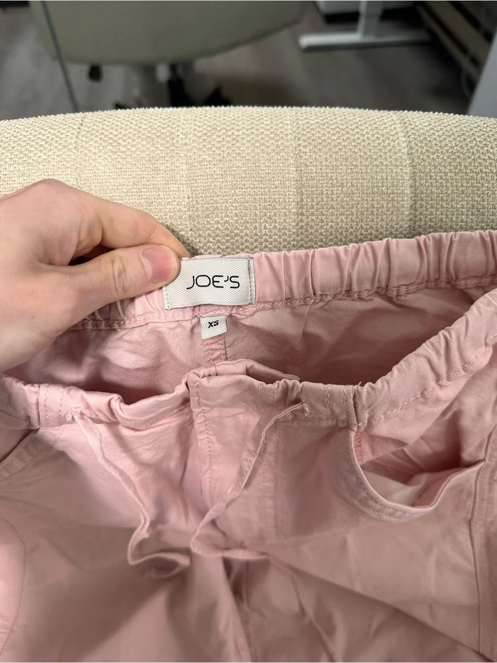 Anthropologie Joe’s Bowie leg tie waist pink pants barrel leg pants adjustable